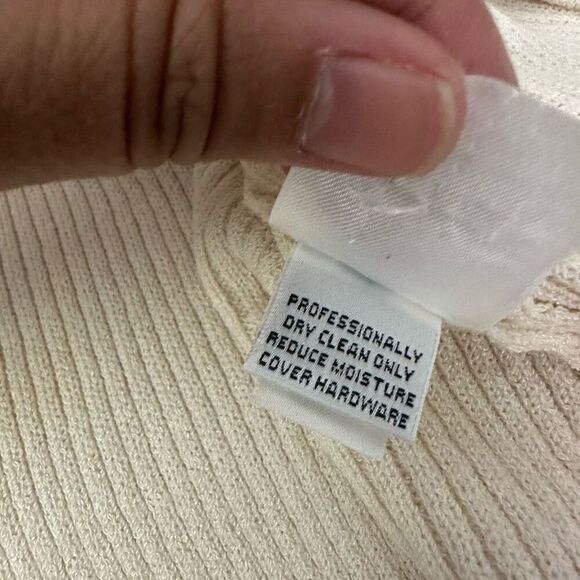 St. John Sport Ribbed Knit Wool Blend Cardigan with Faux Pearl Trims sz Small - Picture 8 of 10